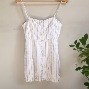 white & cream striped mini dress